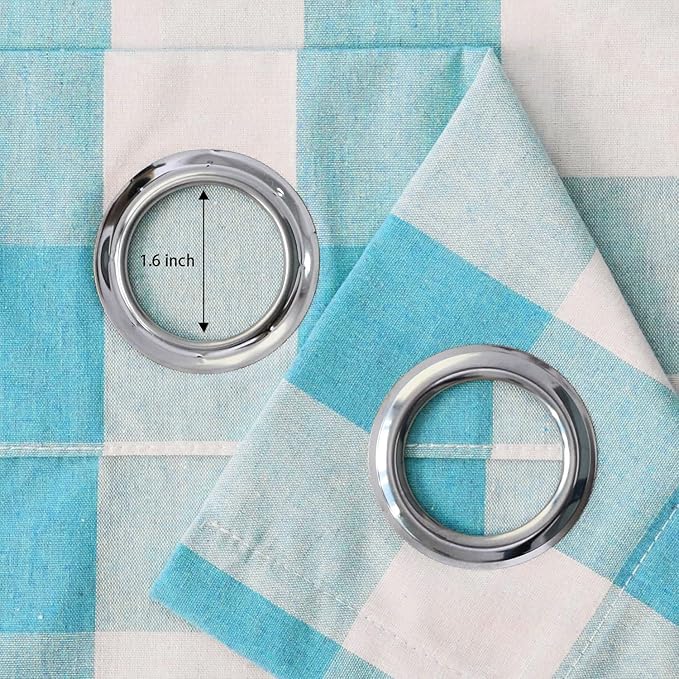 3 Pc Cotton Classic Country Farmhouse Kitchen Window Curtain Grommet Top -Sky Blue & White Buffalo Check Tier & Valance Set, 54" x 18" / 32" x 24"
