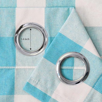 3 Pc Cotton Classic Country Farmhouse Kitchen Window Curtain Grommet Top -Sky Blue & White Buffalo Check Tier & Valance Set, 54" x 18" / 32" x 24"