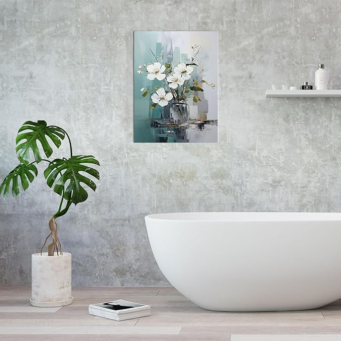 daktenn Floral Canvas Wall Art Bathroom Wall Art Pictures Wall Decor Home Decor Wall Decor for Bedroom Livingroom 18x24 Inches