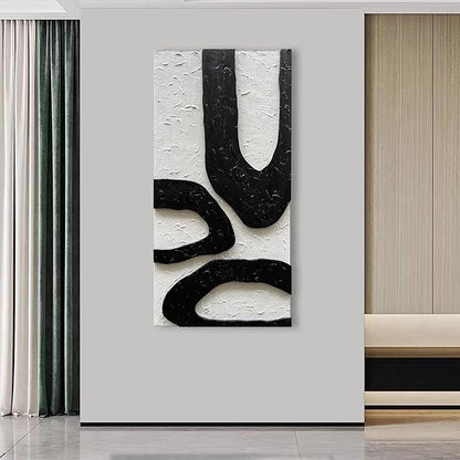 NANKAI Art 48x24 Inch white and black thick texture Abstract Oil painting Hand painted modern minimalist oil painting home office corridor wall decorative art