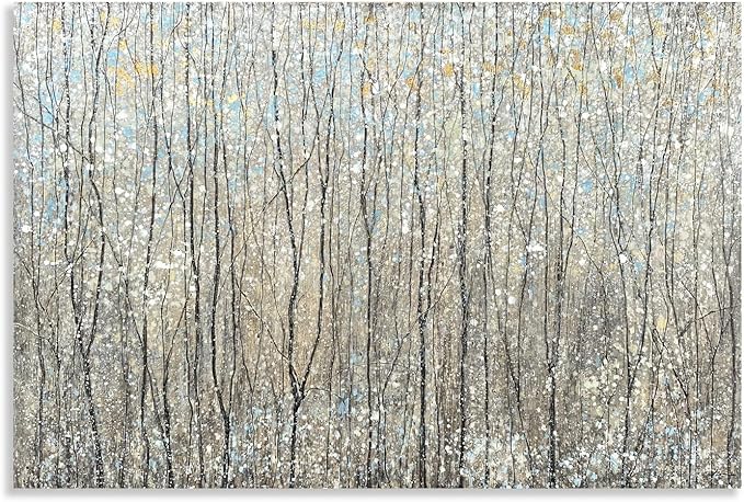 Yihui Arts Abstract Tree Canvas Wall Art - Brown Forest Paintings with Gold Foil - Modern Landscape Pictures for Living Room Bedroom Bathroom Decor