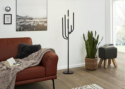 Wellmet Black Floor Lamp for Living Room, Modern Floor Lamps for Bedroom, 63.3Inch Tall Unique Metal Floor Lamp for Corner Decorative