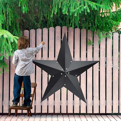 VIVICOMFY 36" Large Black Barn Star Metal Wall Art - Rustic Vintage Western Country Farmhouse Decor