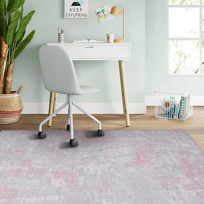 ROYHOME Modern Abstract 2x3 Area Rug Non Slip Non Shedding Low Pile Stain Resistant Rug for Entryway Kitchen Bedroom,Grey Pink
