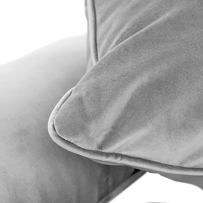 FDP 12" x 20" Velvet and Vinyl Rectangle Lumbar Pillow Set with Piping Decorative Throw Pillow for Home Décor in Living Room, Bedroom or Lounge (2-Pack) - Sterling, 15163-344