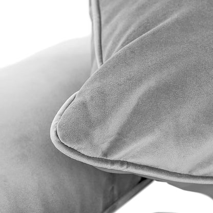 FDP 12" x 20" Velvet and Vinyl Rectangle Lumbar Pillow Set with Piping Decorative Throw Pillow for Home Décor in Living Room, Bedroom or Lounge (2-Pack) - Sterling, 15163-344