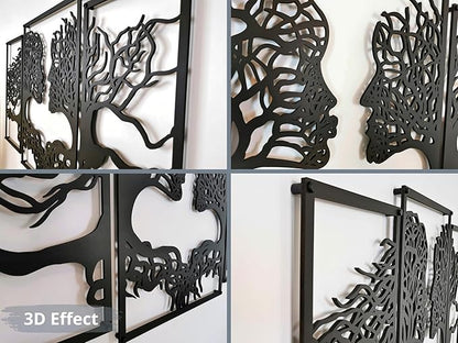VAILLA Wood Wall Art Decor Wall Hanging Sculpture Modern Home Decoration 3 Panels Nature Wall Hangings Large Wooden Wall Arr 3D Textured Sculptures for Living Room Bedroom Office Dinnig Room (Faces 1)