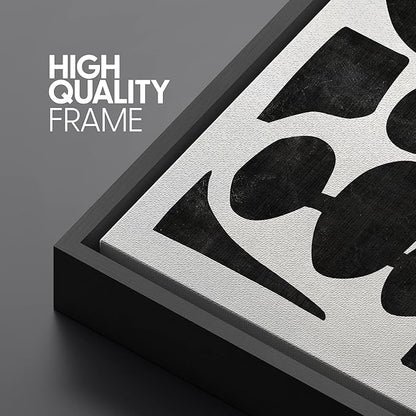 SIGNLEADER Framed Canvas Print Wall Art Set Retro Mid-Century Boho Duotone Collage Abstract Shapes Illustrations Minimal Decorative Bohemian Nordic for Living Room, Bedroom, Office - 24"x36"x3 Black
