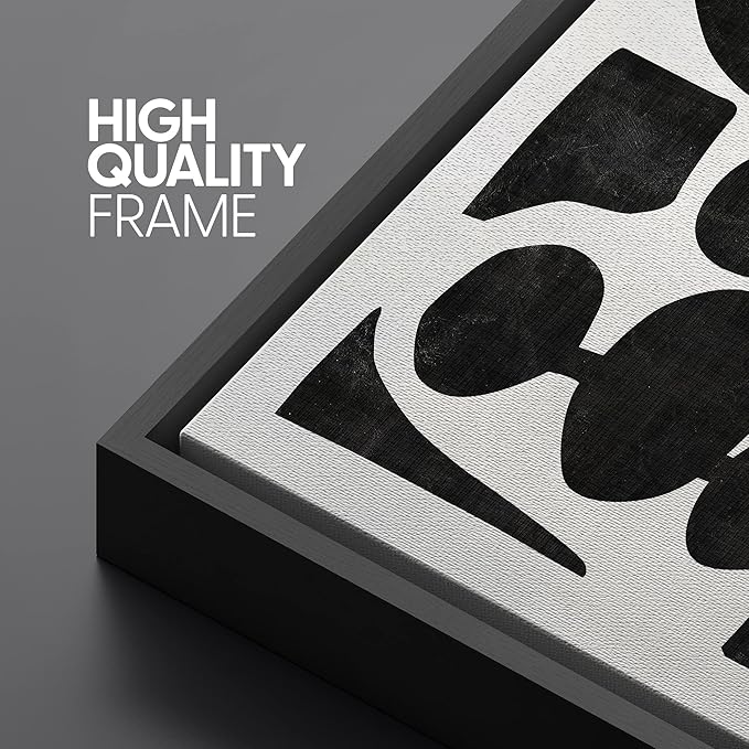 SIGNLEADER Framed Canvas Print Wall Art Set Retro Mid-Century Boho Duotone Collage Abstract Shapes Illustrations Minimal Decorative Bohemian Nordic for Living Room, Bedroom, Office - 16"x24"x3 Black