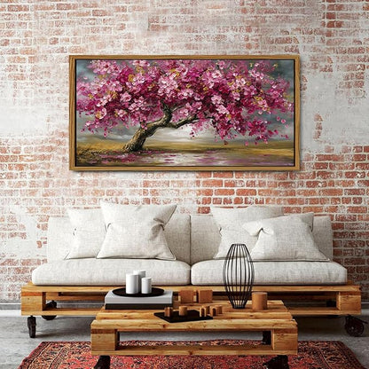Abstract Tree Framed Wall Art Colorful Daisy Floral Wall Decor Nature Trees Botanical Painting Canvas Prints Rustic Farmhouse Pictures Posters Modern Artwork for Bedroom Living Room Decorations 30x57.8"