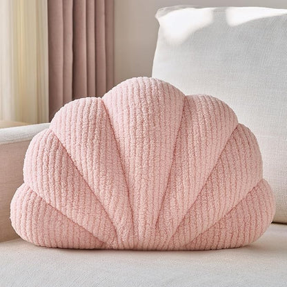 Shell Pillow, Soft Decorative Pillows for Bed Couch, Seashell Plush Throw Pillow Aesthetic Home Decor Cushion for Bedroom Living Room (Pink, 18 X 13 Inches)
