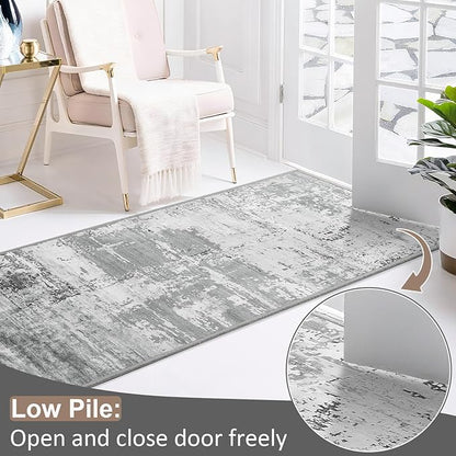 HOMORE 2x6 Runner Rug for Kitchen Hallways Runners Rugs,Grey Area Rug Non Slip Washable Rugs for Entrway Soft Abstract Carpet for Entrance Bedroom Living Room Bathroom Dorm