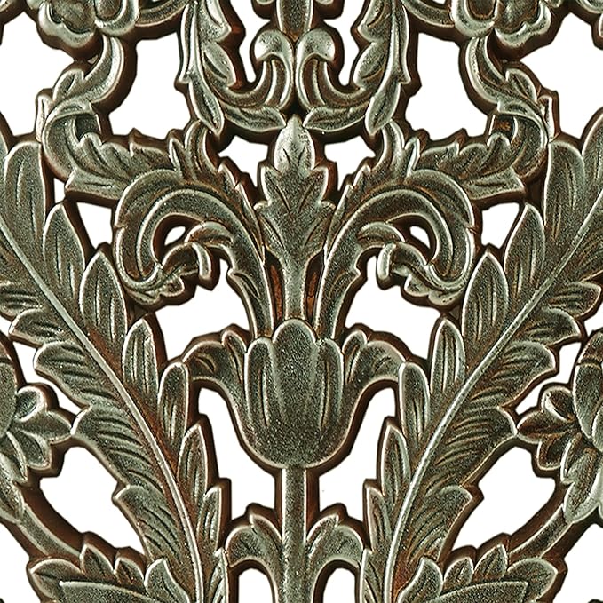 Madison Park Wall Art Living Room Décor - Floral Antiqued Wooden Carving Wall Decor Panel, Copper Embellished, Ready to Hang Wall Decor for Bedroom, 15.75"W x 31.5"L x 0.59"D, Patina Blue, 2 Piece