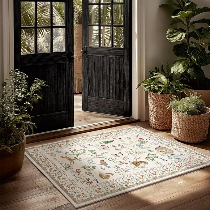 Machine Washable Throw Rugs for Entryway: Door Mat Indoor Entrance 2x3 Rug Small Area Rug Non-Slip Low Pile Kitchen Rugs for Entrance Front Door Indoor Entry Bedside Living Room