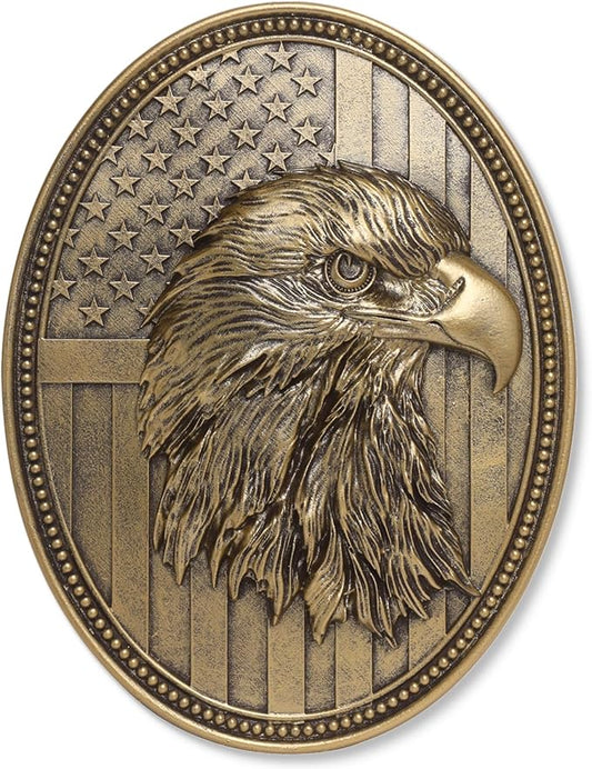Vintage American Bald Eagle Wall Sculpture, Antique Wall Decor, 4th of July Decor, Hand Painted Wall Decoration with Embossed Eagle Design, 250 Anniversary USA Decor, Patriotic Decoration for Bedroom Living Room Hallway, Housewarming Gifts