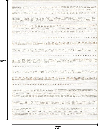 Nakagishi 6x8 Area Rugs Living Room: Washable Boho Large Neutral Soft Farmhouse Rug Stain Resistant Modern Indoor Floor Non-Slip Carpet for Bedroom Nursery Kids Playroom Office Dining Room Dorm- Brown