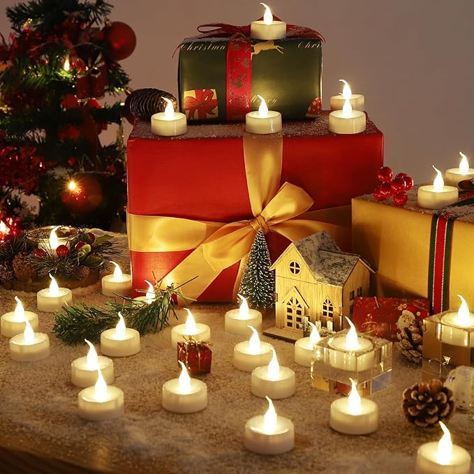 Topstone Flameless LED Candles with Remote Control - Warm White Flickering Battery Operated Candles, 400+ Hours,Timer Function, 4H/6H/8H Auto-Off,Electronic Tea Lights for Home Decor, Wedding, Party