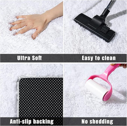 Fluffy Area Rugs for Living Room, White Soft Shaggy Carpets for Living Room, Upgrade Anti-Slip Fuzzy Rugs for Kids' Room, Perfect Decor for Modern Home 2x6Feet
