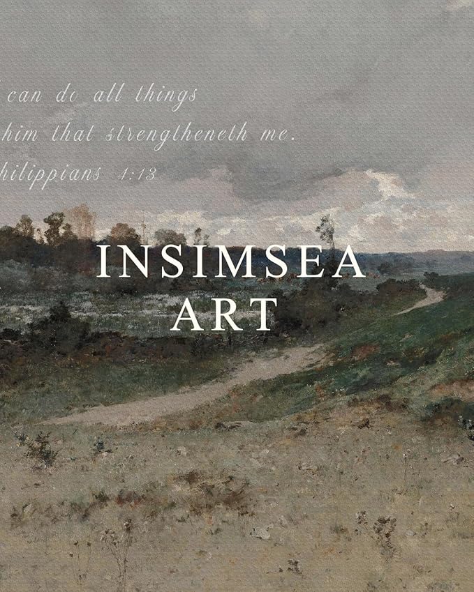 InSimSea 36x54 Large Canvas Scroll Christian Wall Art, Bible Verse Wilderness Grass Landscape Religious Decor, Inspirational Oil Painting for Living Room, Prayer Room, Church