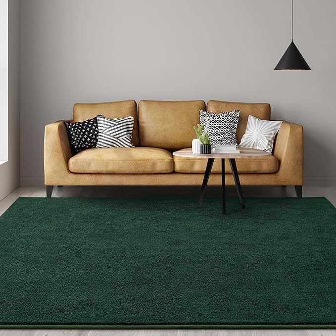 Gifeas Large Ultra Soft Modern Area Rugs for Living Room Bedroom, 6x9 Feet Deep Green Thickened Memory Foam Indoor Solid Minimalist Carpets, Non-Slip Comfy Rug for Boys Girls Nursery Room Home Decor