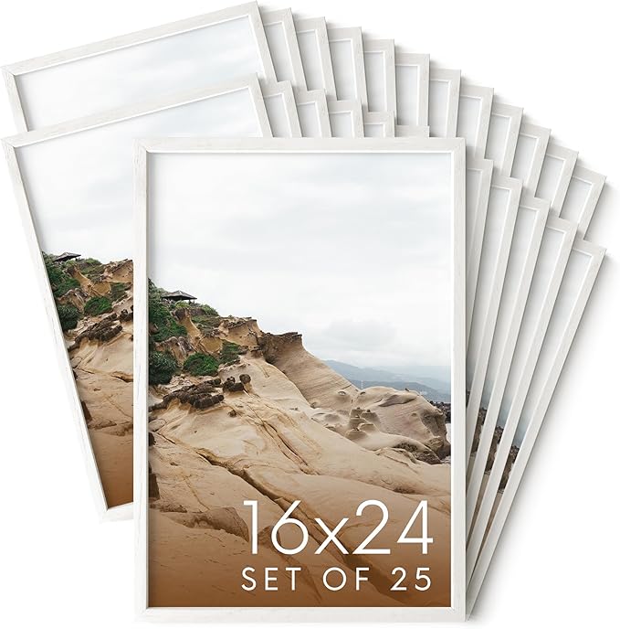 HAUS AND HUES White Oak Wood 16x24 Picture Frames - Bulk Set of 25, Gallery Frames for Posters and Prints