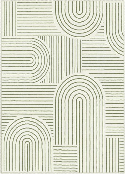 Lahome Abstract 10x14 Area Rugs for Living Room Bedroom, Soft Large Washable Rugs, Ultra-Thin Non-Slip Modern Dining Room Rug Non-Shedding Accent Carpet for Office Darrell, Green