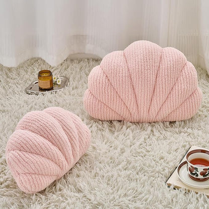 Shell Pillow, Soft Decorative Pillows for Bed Couch, Seashell Plush Throw Pillow Aesthetic Home Decor Cushion for Bedroom Living Room (Pink, 18 X 13 Inches)