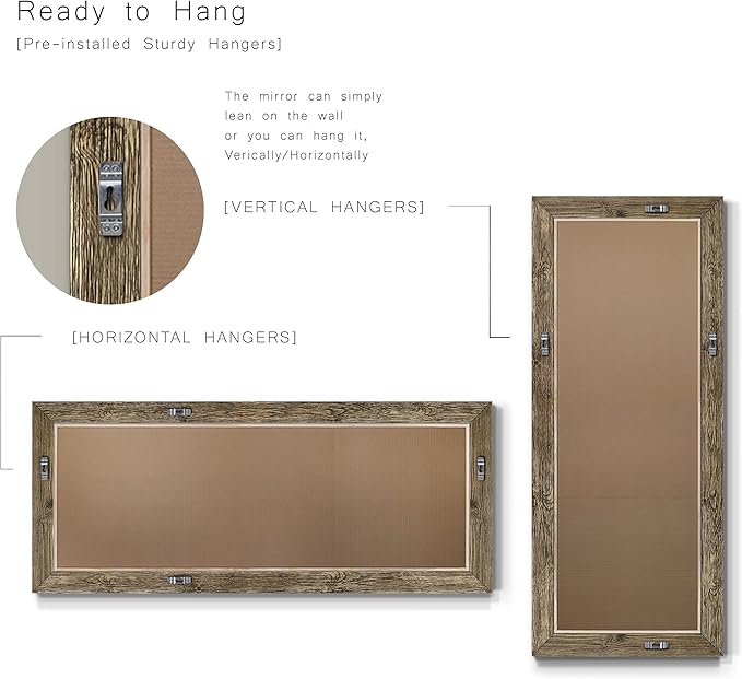 Barnwood Wood Full Length Mirror - Distressed Tonal Walnut (AR2-L05S)