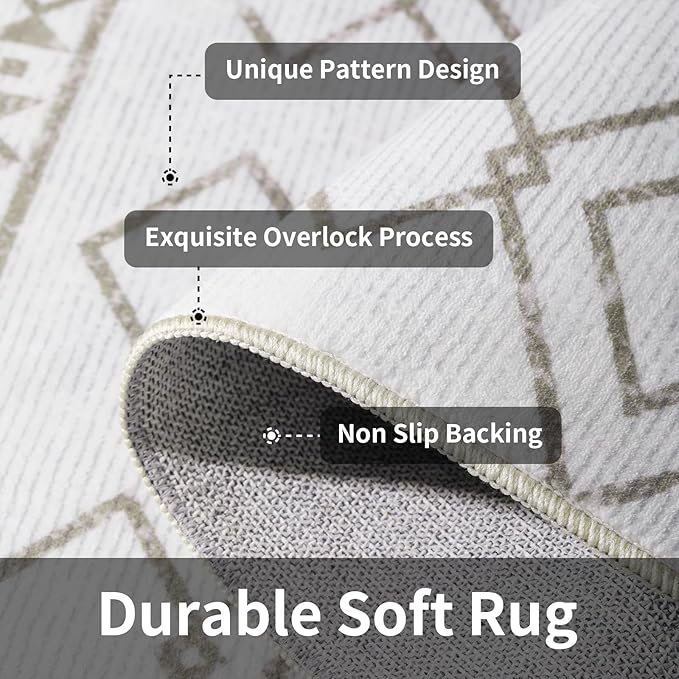 SERISSA 2x3 Washable Small Entry Rug,Soft Non Slip Indoor Boho Throw Rug for Entryway Kitchen Bedroom Dorm Bedside Front Door,Moroccan Geometric Carpet