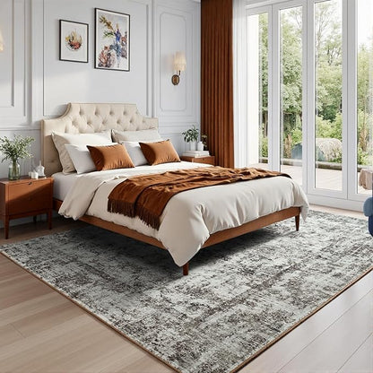 HOMORE Machine Washable Rug 6x9 Brown Rug for Living Room, Modern Neutral Rugs for Bedroom Non Slip Carpet for Kids Nursery Room,Area Rugs for Dining Room Kitchen Dorm