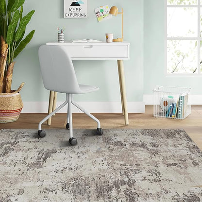 ROYHOME Modern Abstract 2x3 Area Rug Non Slip Non Shedding Low Pile Stain Resistant Rug for Entryway Kitchen Bedroom,Brown Grey