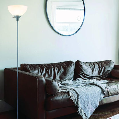 Newhouse Lighting NHFL-HE-SI Henry 71-inch Plastic and Metal Modern LED Floor Lamp Stand with Rotary Switch for Bedrooms, Living Room | Durable Floor Lamp for Home, Office, Reading (Silver)