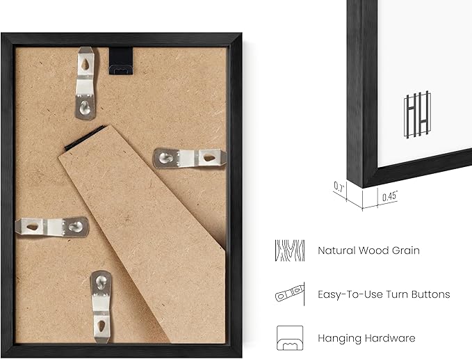HAUS AND HUES 5x7 Black Metal Picture Frames - Black 5X7 Photo Frames - Features Premium Aluminum, Vertical Hanging, Easel Back for Tabletop, Home, Office (5x7 in, Black, Set of 15)