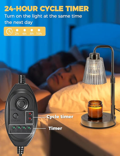 GODONLIF Candle Warmer Lamp with Timer, Adjustable Height Candle Warmer, Dimmable, Home Decor, Wax Warmer Lamp for Jar Candles with 2 Bulbs, Gray