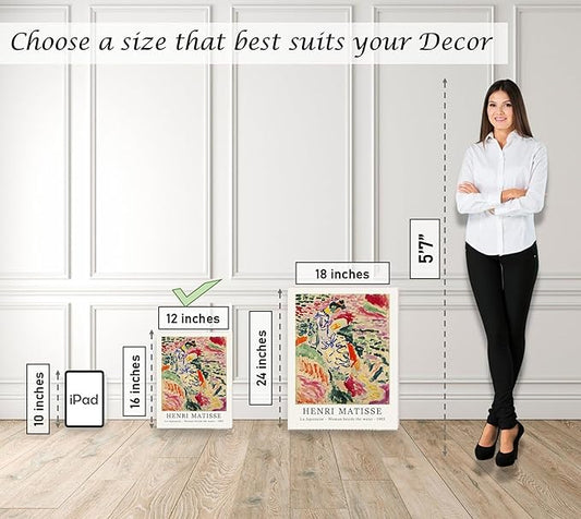 Induslyfe Framed Retro Vintage Wall Art Canvas Decor Set of 3, Matisse Prints Poster Mid Century Modern Art, Sage Green Aesthetic Floral Botanical for Bedroom Living Room Bathroom 12x16