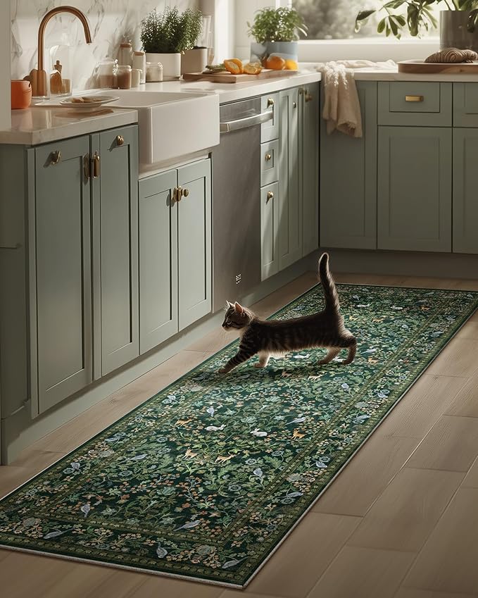 Washable Runners for Hallways Kitchen Rugs: 2'x6' Runner Rug Stain Resistant Non Slip Low Pile Soft Carpet Runners for Hallways Bedroom Kitchen Entryway Indoor Living Room Farmhouse