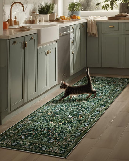 Washable Runners for Hallways Kitchen Rugs: 2'x6' Runner Rug Stain Resistant Non Slip Low Pile Soft Carpet Runners for Hallways Bedroom Kitchen Entryway Indoor Living Room Farmhouse