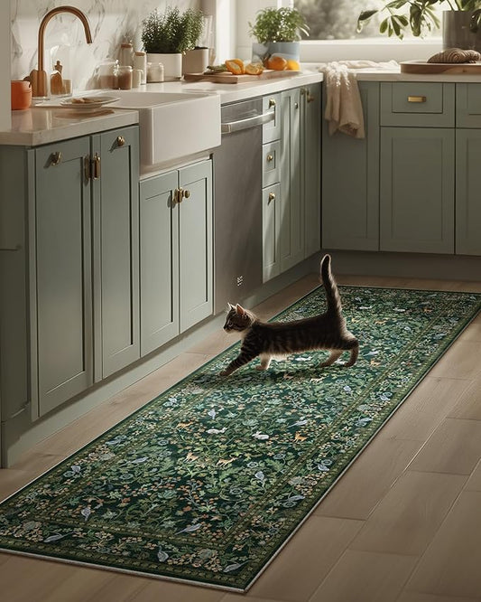 Washable Runners for Hallways Kitchen Rugs: 2'6"x8' Runner Rug Stain Resistant Non Slip Low Pile Soft Carpet Runners Rug for Entryway Hallway Bedroom Kitchen Indoor Laundry Room