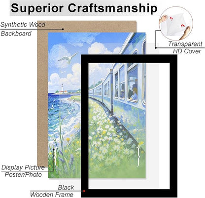 KTKDE 20x30 Poster Frame Black 3 Pack, 30 x 20 Picture Frames Wooden with Polished Plexiglass,Horizontal or Vertical Wall Mounting Hanging Large Studio Gallery Photo Frames Wall Art