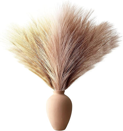 Pampas Grass Decor, Fluffy Faux Pampas Grass 6 Stem 18"/45cm Pompous Grass Small Flower Arrangement and Vase Filler for Boho Home Wedding Decoration