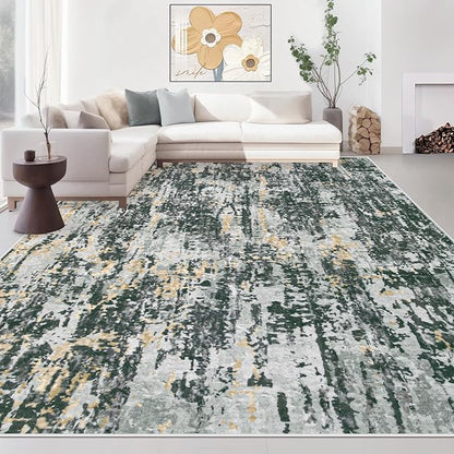 Area Rugs 9x12 Living Room: Washable Rug Modern Abstract Large Rugs Soft Non Slip Neutral Rug Stain Resistant Indoor Carpet for Bedroom Kitchen Dining Room Home Office Rugs(Black Grey Gold,9'x12')