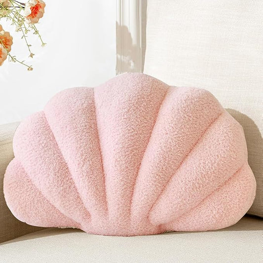 XIAIJIA Seashell Throw Pillows Shell Shaped Pillow Light Pink Sea Shell Pillows for Bed Seashell Decorative Pillow Soft Plush Pillow Sea Couch Decoration(13 X 10 inch)