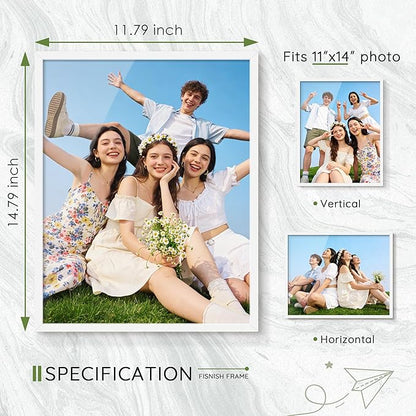 11x14 Picture Frame Set of 10, White Frames 11x14 for Tabletop Display, Horizontal or Vertical Wall Mounting