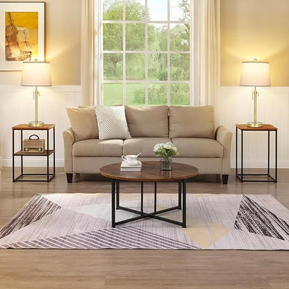 JUNNAI 2 Pack 22"-30" Adjustable Height Table Lamps Set, Modern Gold Table Lamps with White Shade 3 Colour Temperature Pull Chain Tall Lamps for Living Room Bedroom Bedside End Table Nightstand
