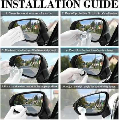 LivTee Blind Spot Mirror, Oval HD Glass Frameless Convex Rear View Mirror with wide angle Adjustable Stick for Cars SUV and Trucks, Pack of 2