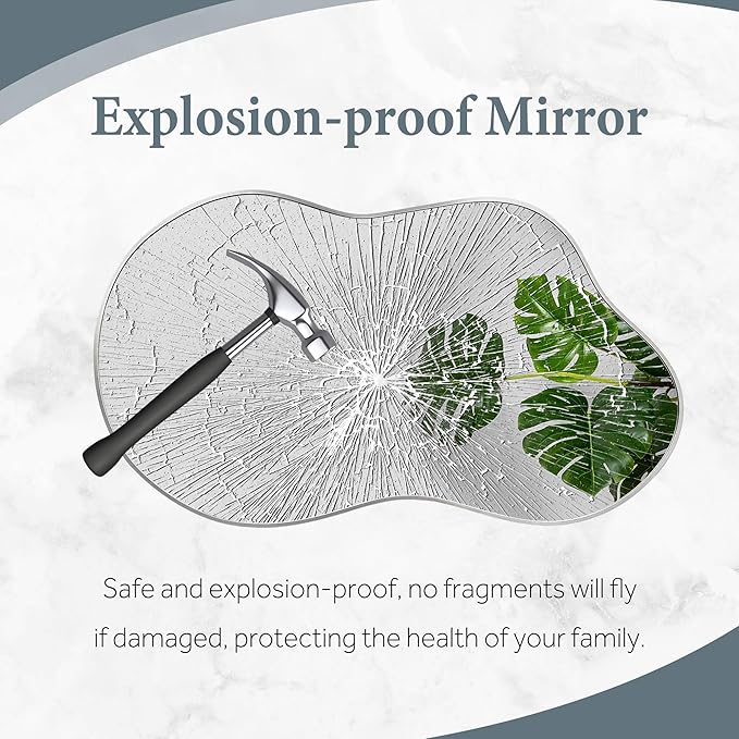 Dorlicecass Bathroom Mirror - Silver Irregular Wall Mirrors Decorative 26"x46" Asymmetrical Tempered Glass Aviation Aluminum Alloy Frame for Vanity, Bedroom, Living Room, Cloakroom, Entryway