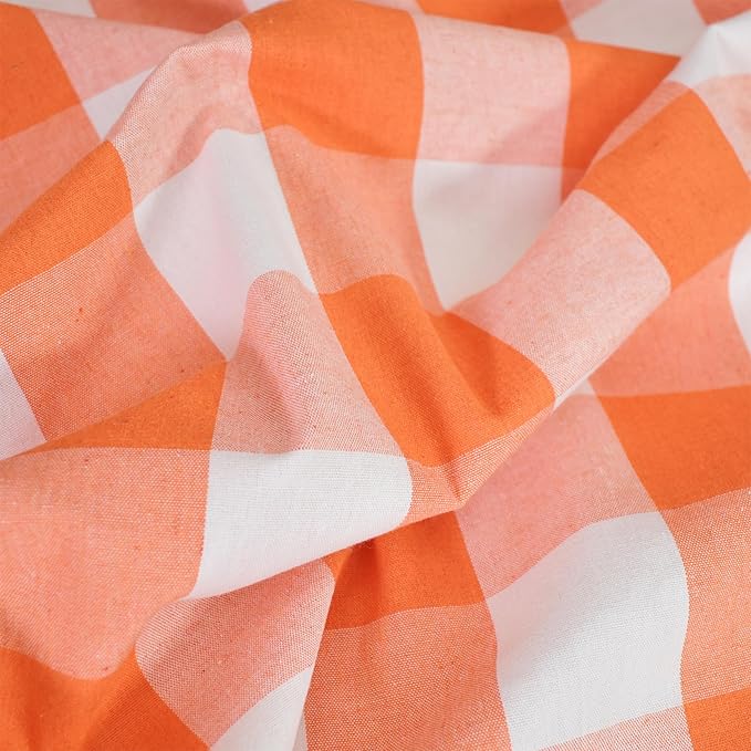 3 Pieces Tier Curtains and Valance Set Buffalo Check Kitchen Tiers Plaid Gingham Grommet Top Classic Short Small Cafe Curtains Country Farmhouse Cafe Bathroom 54"x18"/32"x30" Orange & White