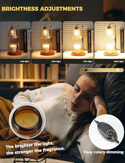 GODONLIF Candle Warmer Lamp with Timer Dimmable, Birthday Gifts for Women Mom, House Warming Gifts New Home Decor, Wax Melt Warmer for Jar Candles with 2 Bulbs