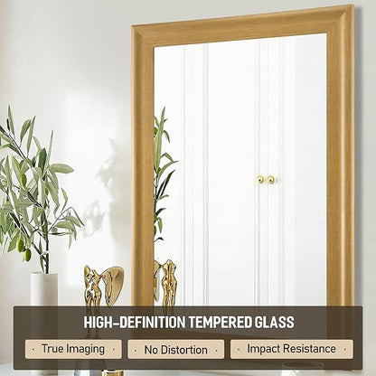 CULER Natural Wall Mirror for Bathroom,Rectangle 24 x 36 inch Hanging Vanity Mirrors with Wood Grain Frame for Living Room,Bedroom,Entryway