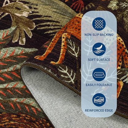 GarveeHome Large Area Rugs 9x12 for Living Room, Jungle Animal Washable Rug Soft Non Slip Backing Floor Mat Carpet Indoor Thin Accent Rug for Bedroom Dining Room Playroom Nursery Home Decor